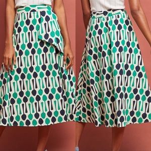 Anthropologie Eva Franco Whimsy Spoon Print Skirt EUC Size 6